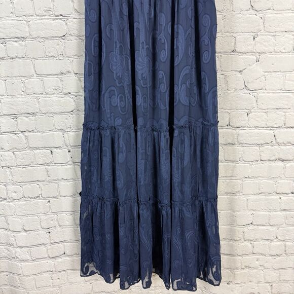 Lilly Pulitzer Hadley Smocked Maxi Dress in Navy Blue Crepe Swirl - Picture 7 of 13